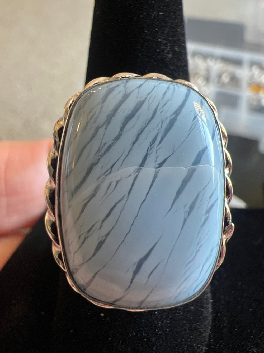 Blue Lace Agate statement ring size 9